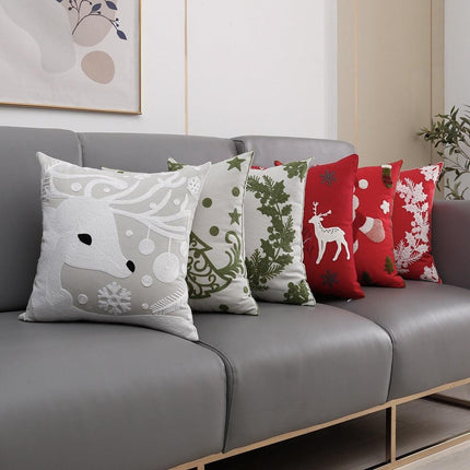 Embroidered Holiday Wreath Decorative Pillow Sham - Festive Home Accent