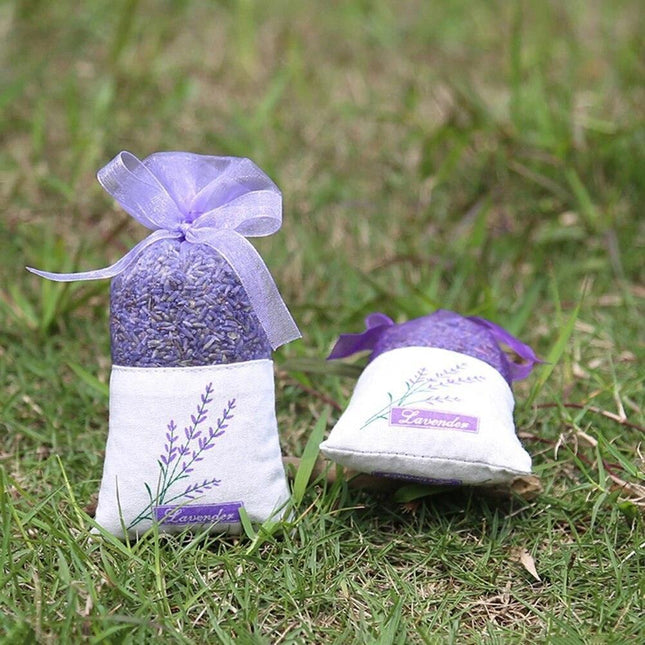 Embroidered Lavender Aromatherapy Pouch for Jewelry and Herb Storage