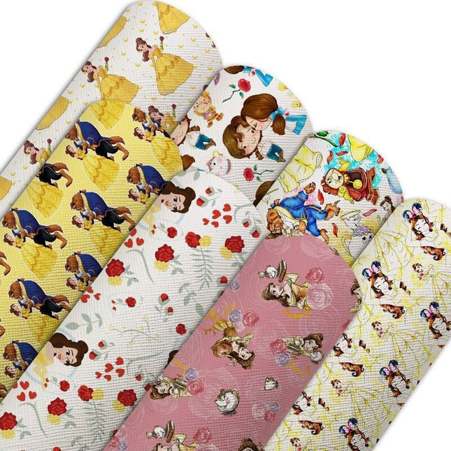 Enchanting Beauty and the Beast Themed Faux Leather Crafting Sheet - High-Quality Material for Imaginative Projects