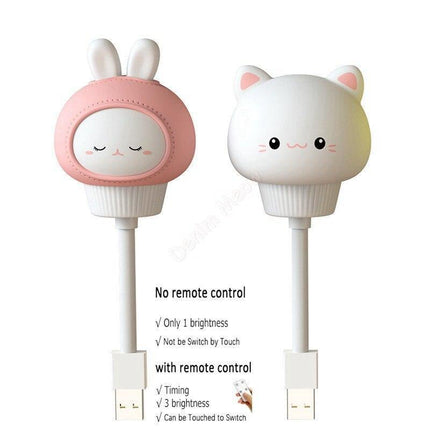 Enchanting Bunny LED Night Light with Cat Remote: Delightful Glow for Kids..