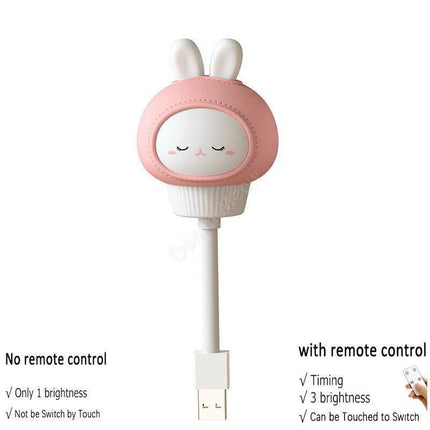 Enchanting Bunny LED Night Light with Cat Remote: Delightful Glow for Kids..
