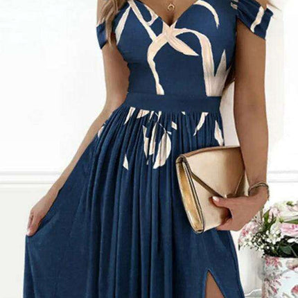 Enchanting Elegance: Women's V-Neck Printed Maxi Dress