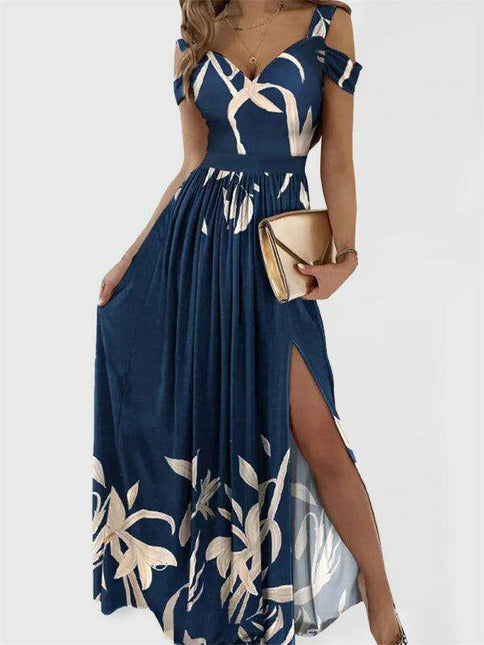 Enchanting Elegance: Women's V-Neck Printed Maxi Dress