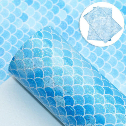 Enchanting Mermaid Scale Laser Etched Faux Leather Crafting Sheet for Creative Projects - Très Elite