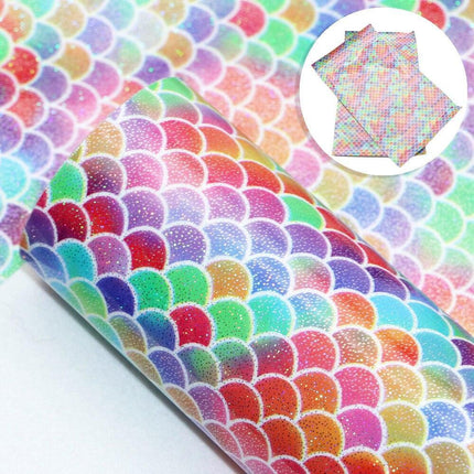 Enchanting Mermaid Scale Laser Etched Faux Leather Crafting Sheet for Creative Projects - Très Elite
