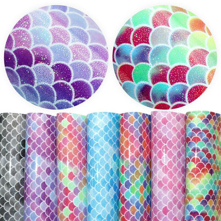 Enchanting Mermaid Scale Laser Etched Faux Leather Crafting Sheet for Creative Projects - Très Elite