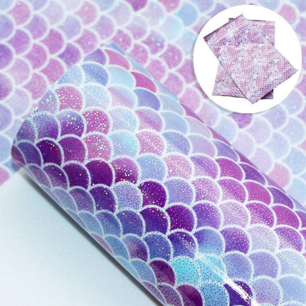 Enchanting Mermaid Scale Laser Etched Faux Leather Crafting Sheet for Creative Projects - Très Elite