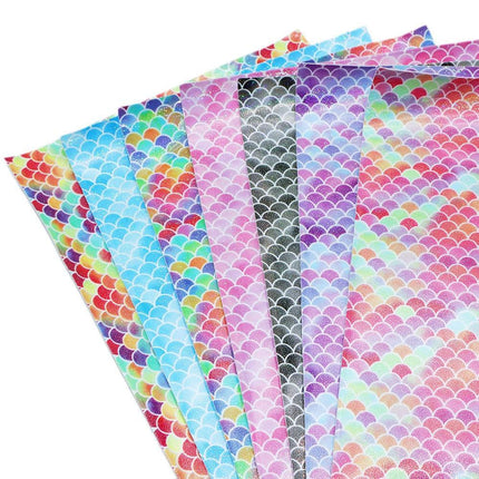 Enchanting Mermaid Scale Laser Etched Faux Leather Crafting Sheet for Creative Projects - Très Elite