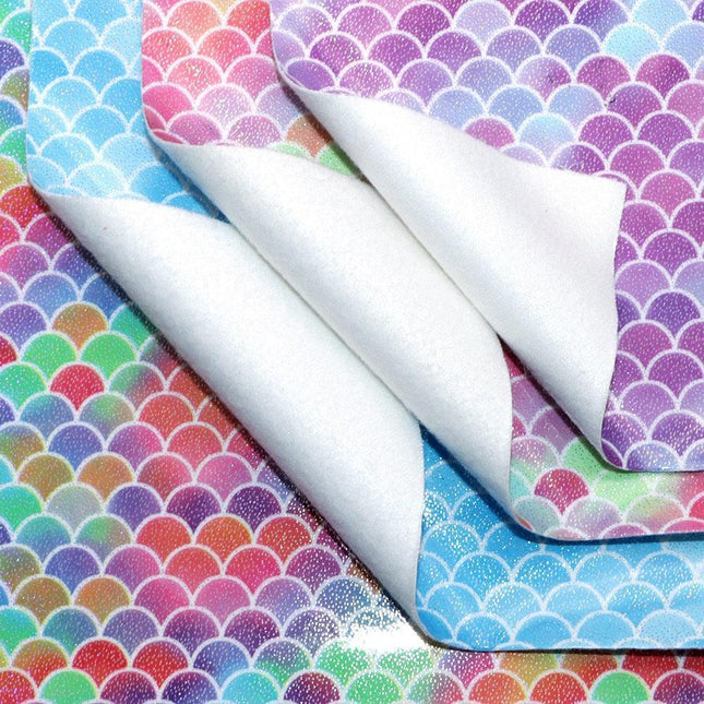 Enchanting Mermaid Scale Laser Etched Faux Leather Crafting Sheet for Creative Projects