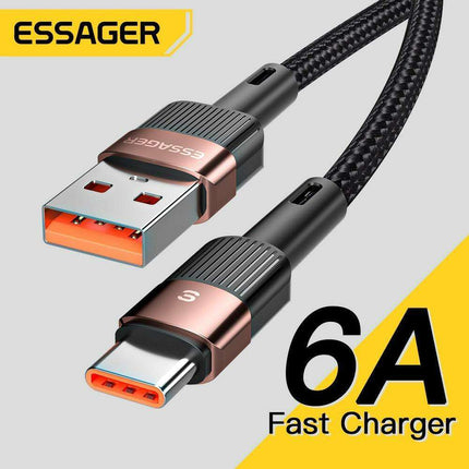 Essager 6A USB-C Charging Cable - Fast Data Transfer & Quick Power Delivery for Huawei P40 Pro, Samsung S21 Ultra, Poco - 66W Rapid Charger - Très Elite