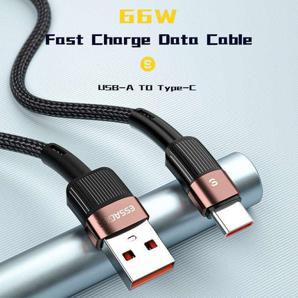 Essager 6A USB-C Charging Cable - Fast Data Transfer & Quick Power Delivery for Huawei P40 Pro, Samsung S21 Ultra, Poco - 66W Rapid Charger - Très Elite