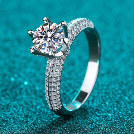 Eternal Elegance: 2 Carat Lab-Diamond Sterling Silver Ring with Zircon Detailing