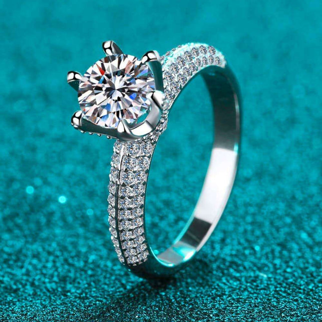 Eternal Elegance: 2 Carat Lab-Diamond Sterling Silver Ring with Zircon Detailing