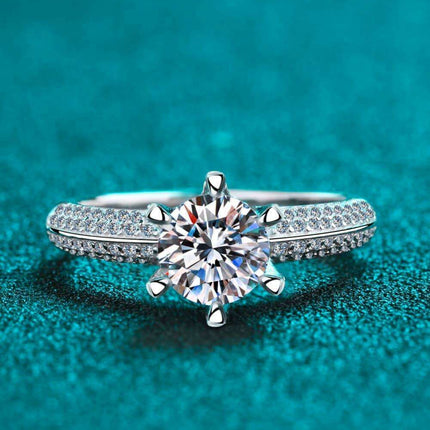 Eternal Elegance: 2 Carat Lab-Diamond Sterling Silver Ring with Zircon Detailing