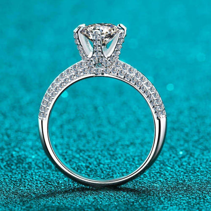 Eternal Elegance: 2 Carat Lab-Diamond Sterling Silver Ring with Zircon Detailing
