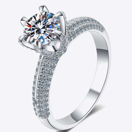 Eternal Elegance: 2 Carat Lab-Diamond Sterling Silver Ring with Zircon Detailing