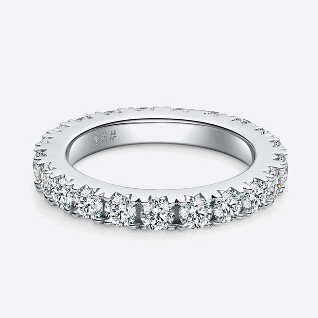 Eternal Elegance Moissanite Infinity Ring in Platinum-Plated Sterling Silver