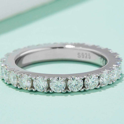 Eternal Elegance Moissanite Infinity Ring in Platinum-Plated Sterling Silver