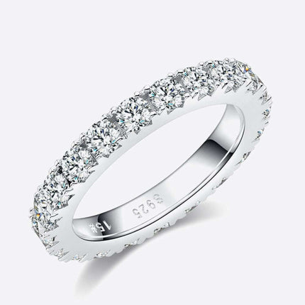 Eternal Elegance Moissanite Infinity Ring in Platinum-Plated Sterling Silver