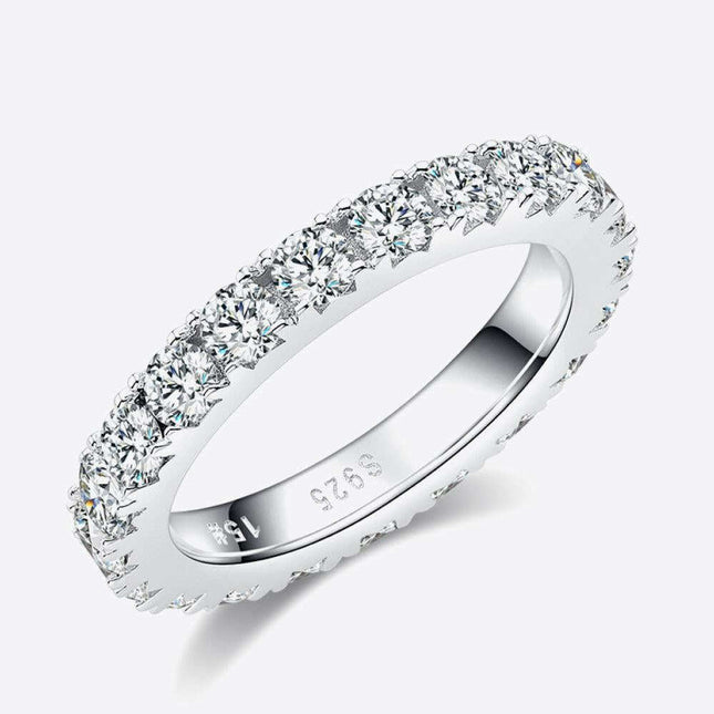 Eternal Elegance Moissanite Infinity Ring in Platinum-Plated Sterling Silver