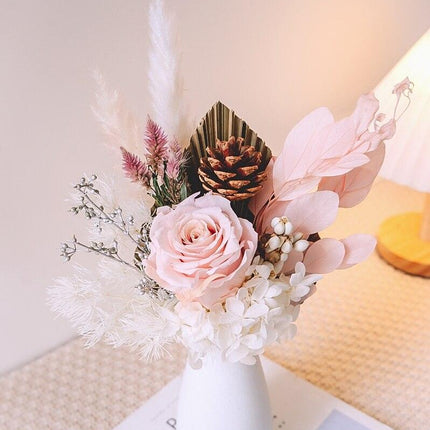 Eternal Hydrangea and Bunny Tail Dried Floral Arrangement - Très Elite