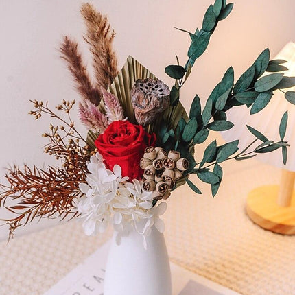 Eternal Hydrangea and Bunny Tail Dried Floral Arrangement - Très Elite