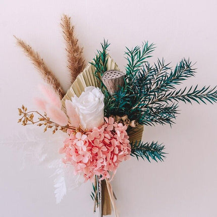 Eternal Hydrangea and Bunny Tail Dried Floral Arrangement - Très Elite