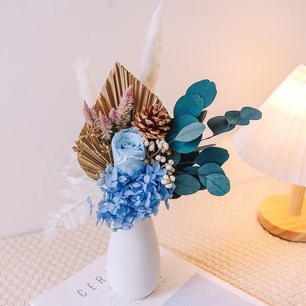 Eternal Hydrangea and Bunny Tail Dried Floral Arrangement - Très Elite
