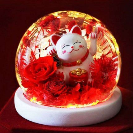 Eternal Romance - Glass Enchantment with Preserved Roses and LED Lights - Très Elite