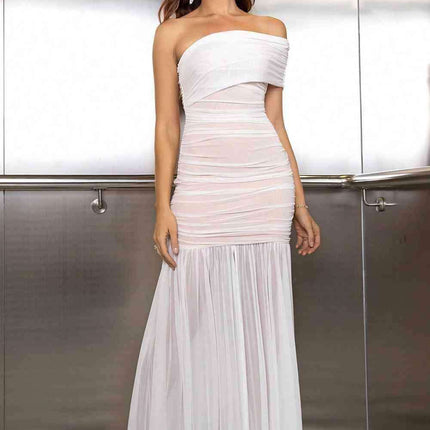 Ethereal Asymmetric Ruched Maxi Dress- Très Elite- Très Elite