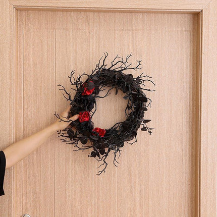 Ethereal Rose & Twisted Branch Wreath - Elegant Halloween Decor & Thoughtful Gift - Très Elite