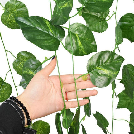 Ethereal Vine Wonderland: Premium Faux Rattan Garland with LED Illuminated Leaves - Très Elite