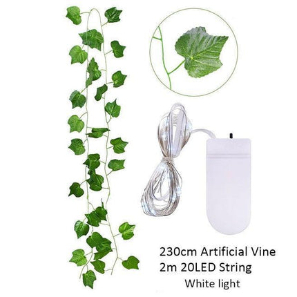 Ethereal Vine Wonderland: Premium Faux Rattan Garland with LED Illuminated Leaves - Très Elite
