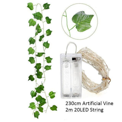 Ethereal Vine Wonderland: Premium Faux Rattan Garland with LED Illuminated Leaves - Très Elite