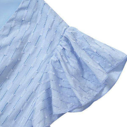 Euro-American V-Neck Cotton Dress with Waist Tie - Elevate Your Spring-Summer Style - Très Elite