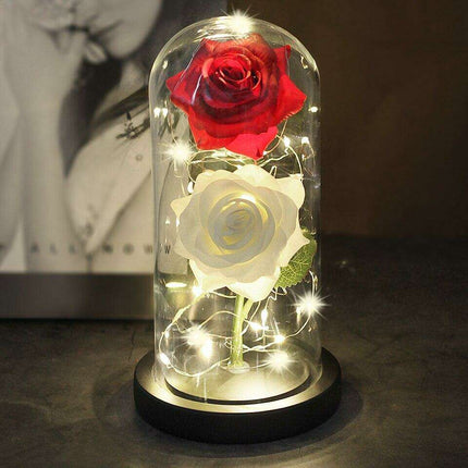 Everlasting Love: Enchanted Rose Display in Heart-Shaped Glass Dome - Luxurious Gift for Memorable Occasions - Très Elite