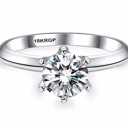 Exquisite 18K White Gold Plated Lab Diamond Ring for Women - A Touch of Elegance