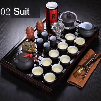 Exquisite 26-Piece Yixing Ceramic Tea Set with Elegant Wooden Tray - Traditional Chinese Tea Experience - Très Elite