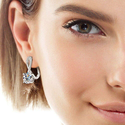 Exquisite 4 Carat Moissanite and Zircon Sterling Silver Earrings with Elegant Gold and Platinum Finish