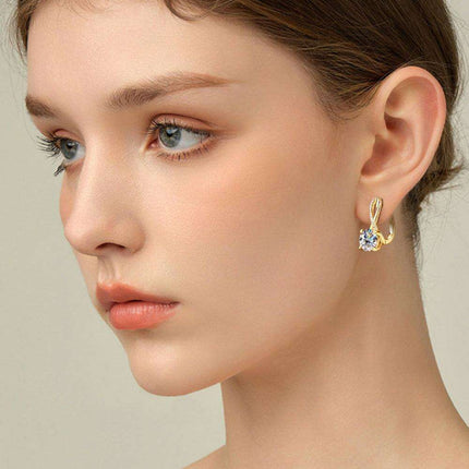 Exquisite 4 Carat Moissanite and Zircon Sterling Silver Earrings with Elegant Gold and Platinum Finish