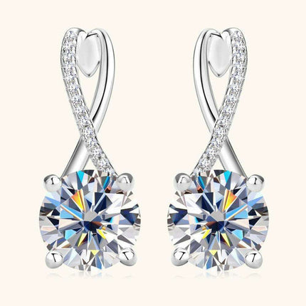 Exquisite 4 Carat Moissanite and Zircon Sterling Silver Earrings with Elegant Gold and Platinum Finish