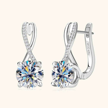 Exquisite 4 Carat Moissanite and Zircon Sterling Silver Earrings with Elegant Gold and Platinum Finish