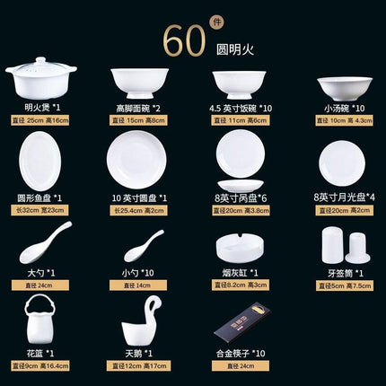 Exquisite 60-Piece Handcrafted Asian Ceramics Dining Set- Très Elite- Très Elite