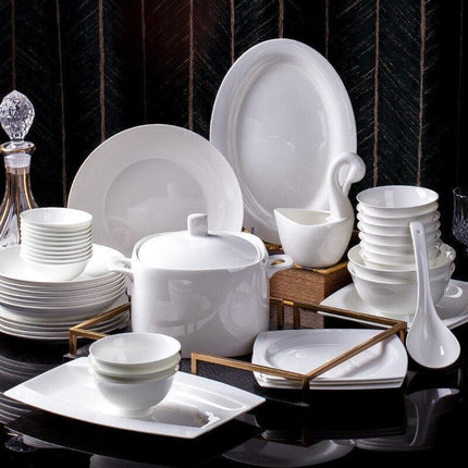 Exquisite 60-Piece Handcrafted Asian Ceramics Dining Set - Très Elite