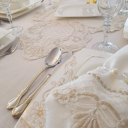 Exquisite French Lace Dining Ensemble for 12 with Complete 26-Piece Tableware Collection - Très Elite