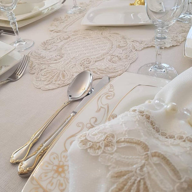Exquisite French Lace Dining Ensemble for 12 with Complete 26-Piece Tableware Collection