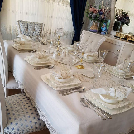 Exquisite French Lace Dining Ensemble for 12 with Complete 26-Piece Tableware Collection - Très Elite