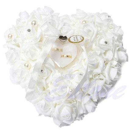 Exquisite Ivory Satin Ring Holder Pillow with Crystal Accents for a Dreamy Wedding Ceremony - Très Elite