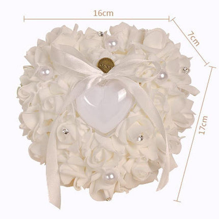 Exquisite Ivory Satin Ring Holder Pillow with Crystal Accents for a Dreamy Wedding Ceremony - Très Elite