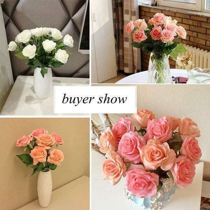 Exquisite Realistic Rose Display - Sophisticated Home Decor Piece - Très Elite